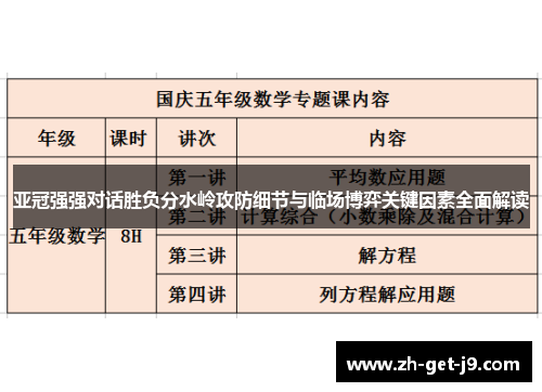 亚冠强强对话胜负分水岭攻防细节与临场博弈关键因素全面解读